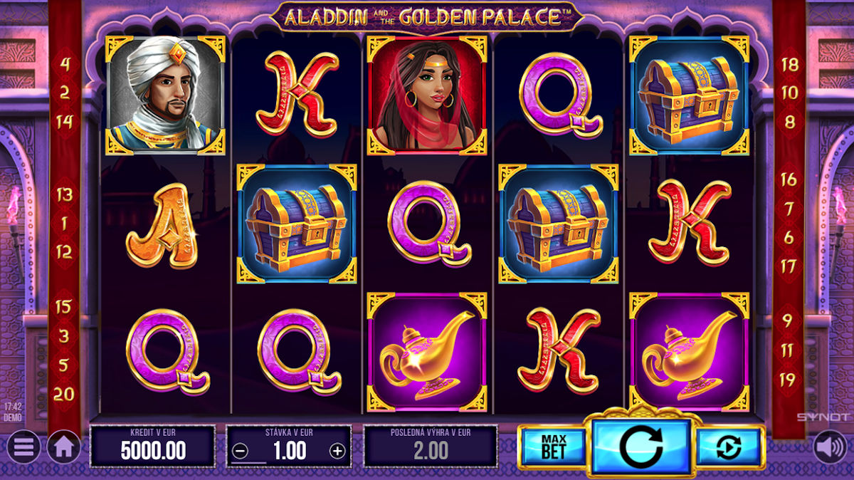 Online hrací automat Aladdin and the Golden Palace od Synotu