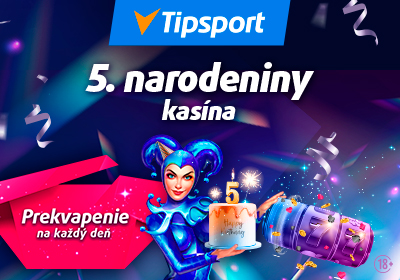 Osláv 5. narodeniny Tipsportu so 100 free spinmi