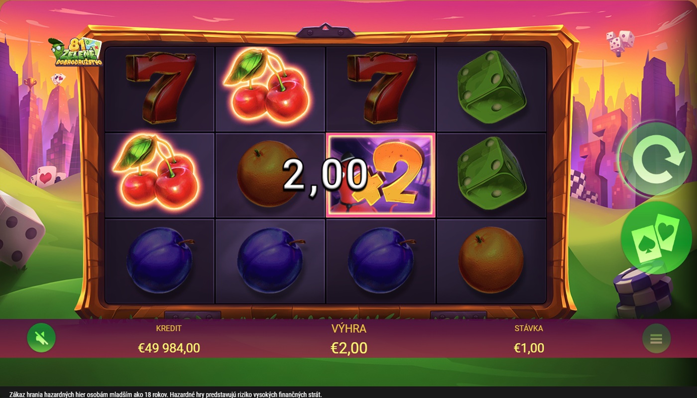Hrací automat Zelené dobrodrúžstvo 81 s multiplikátorom