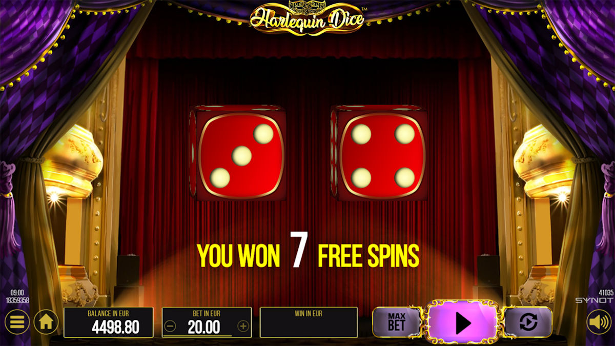 Dice decide the number of freespins on the slot machine