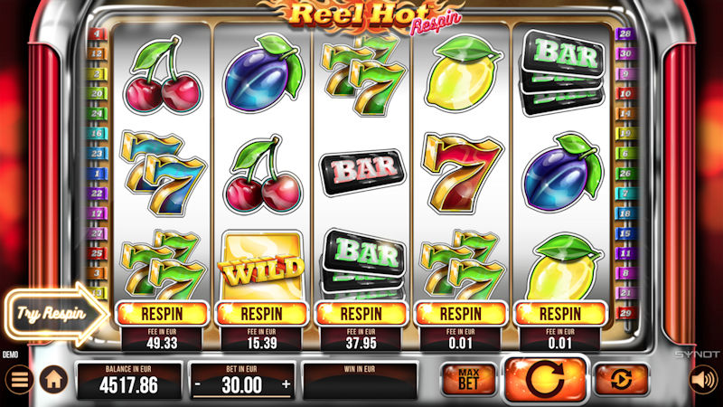 Reel Hot Respin online slot machine from Synot Games