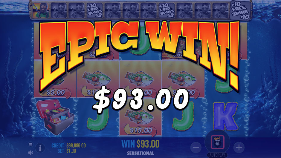 Epic win on the Big Bass Bonanza slot machine