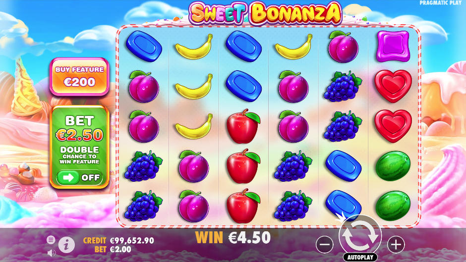 In the Sweet Bonanza, you search for the same symbols on the playing field