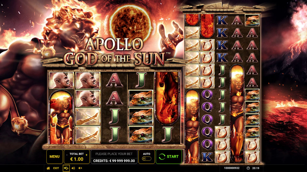 Visuals of the Apollo God of the Sun slot on desktop computer