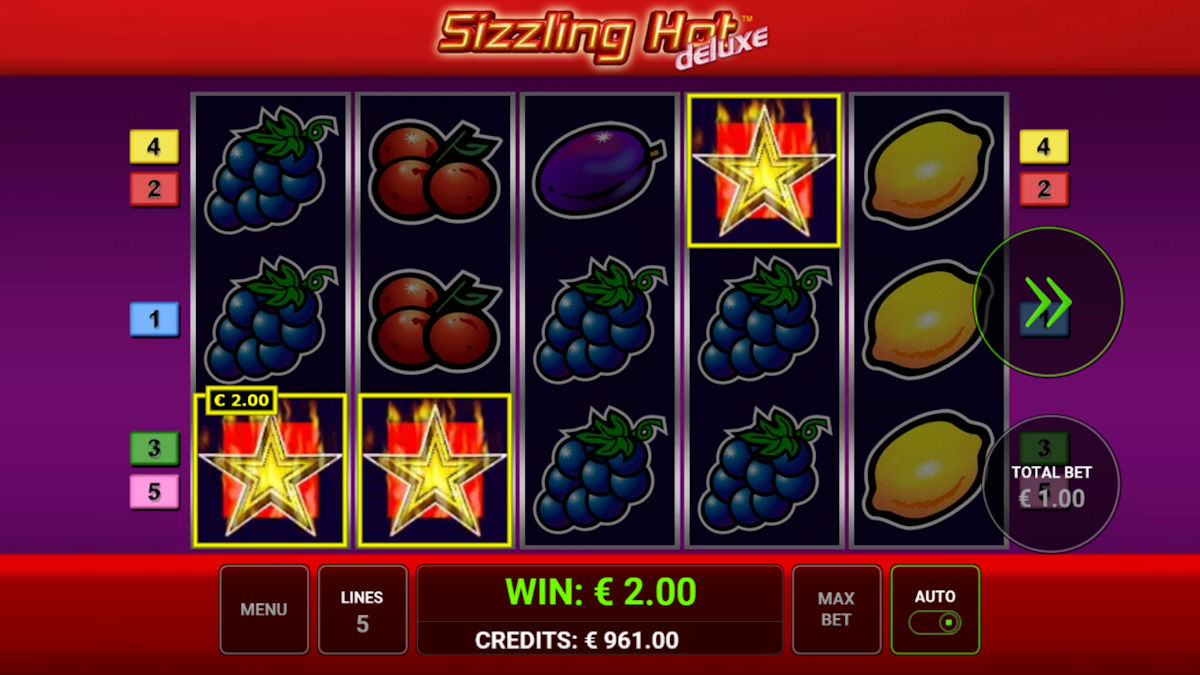 Výhra cez Scatter symbol na Sizzling Hot Deluxe