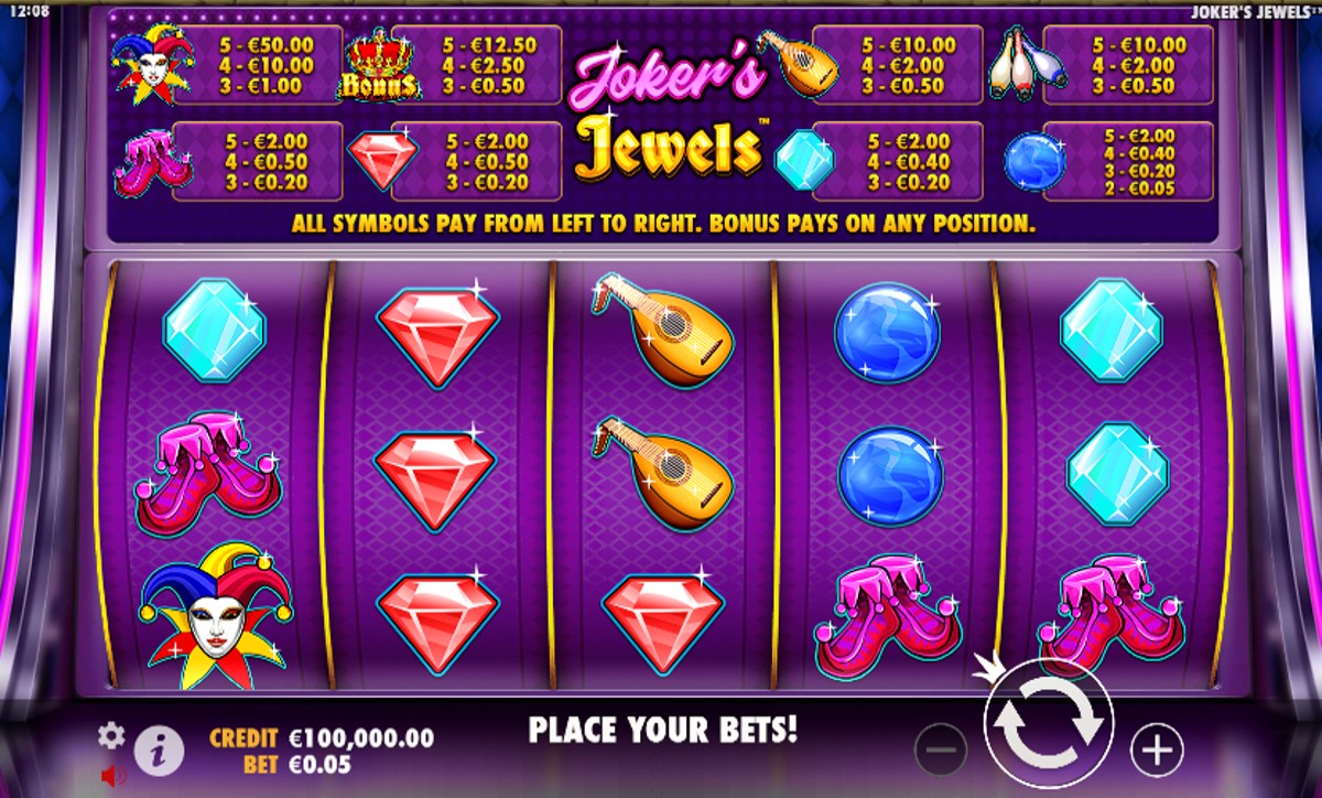 Vizuál online slotu Jokers Jewels