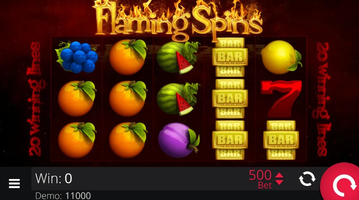 Vizuál online automatu Flaming Spins od e-gaming