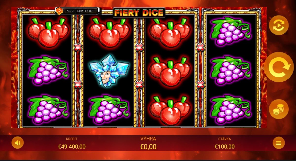Vizuál automatu Fiery Dice od Apollo Games Vizuál automatu Fiery Dice od Apollo Games